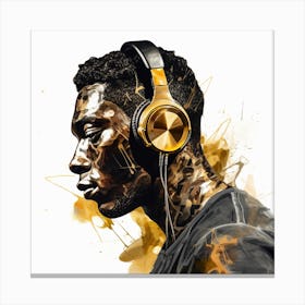 Gold Headphones Canvas Print