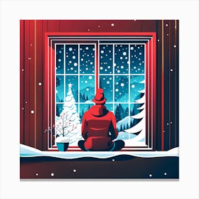 Christmas Window vector art Canvas Print