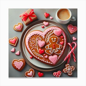 Valentine's Day, gingerbread design 2 Canvas Print