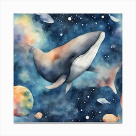 Whale In Space Canvas Print