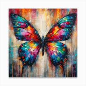 Colourful Modern Abstract Butterfly v2 Canvas Print