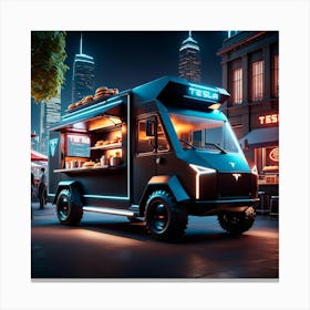 Tesla Food Truck for the future Canvas Print