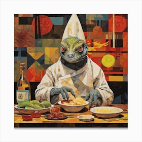 Lizard At The Table Canvas Print