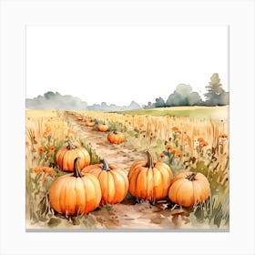 Pumpkin Patch Watercolour Canvas Print