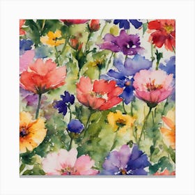 Watercolor Flowers Canvas Print