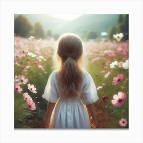 Little Girl In A Field Of Flowers 4 Canvas Print