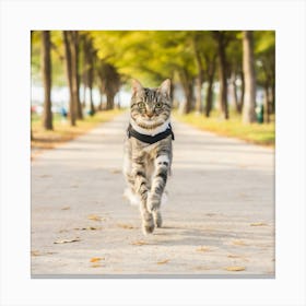 Cat Running In The Park Canvas Print