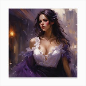 Woman In A Purple Dress 1 Canvas Print