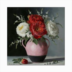 Peonies In A Pink Vase Canvas Print