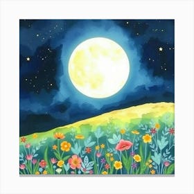 Full Moon In The Meadow Canvas Print