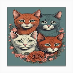 Default Design For A Graphic Tshirt Of Cats 3 Canvas Print