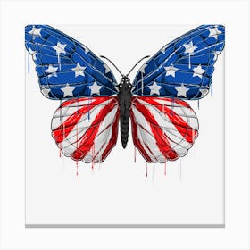 Limited Edition Butterfly Usa Flag 4th Of July Girl Us Canvas Print