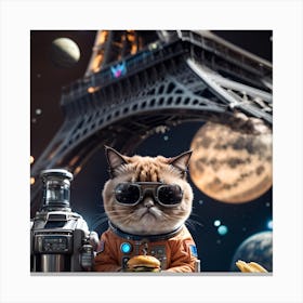 Alien cat in Paris Canvas Print