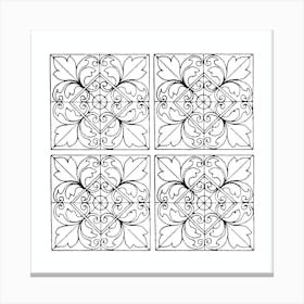 Boho Tile Sketch Canvas Print