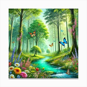 Butterflies In The Forest 3 Canvas Print