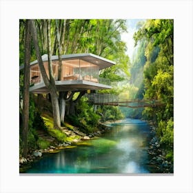 Tree House In The Jungle Canvas Print