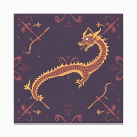 Dragon On A Purple Background Canvas Print