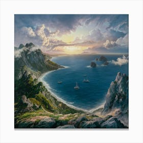 Sunset Over The Sea Canvas Print