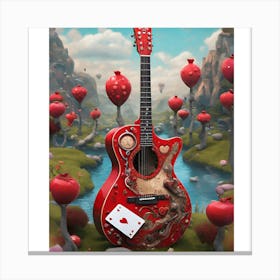 Heartstrings Monarchy Queen Of Hearts Guitar Elegance 32) Canvas Print