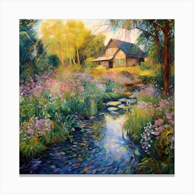 Serenity in Stitched Blooms Canvas Print