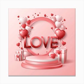 Love Frame With Balloons Canvas Print