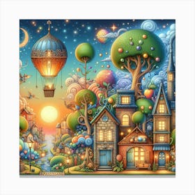 Doodle City At Night Canvas Print