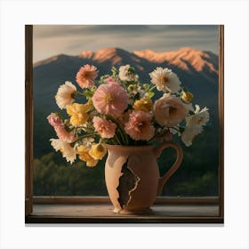 Flowers From A Window Canvas Print