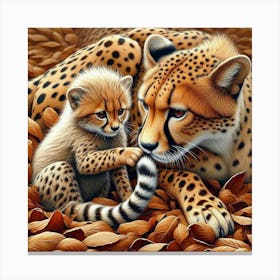 Cheetah And Cub Canvas Print