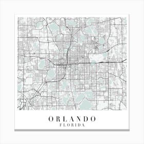 Orlando Florida Street Map Minimal Color Square Canvas Print