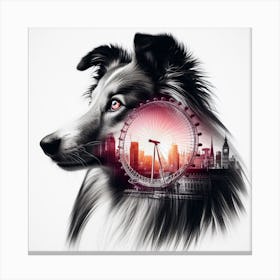 Collie silhouette 5 Canvas Print