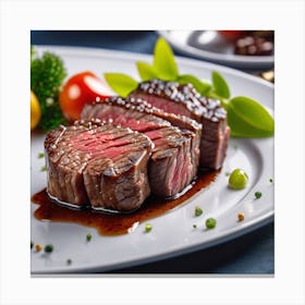 Steak On A Plate With Vegetables Canvas Print