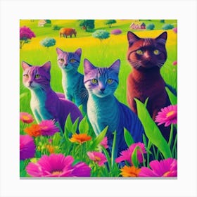 Cats In The Meadow4 Canvas Print