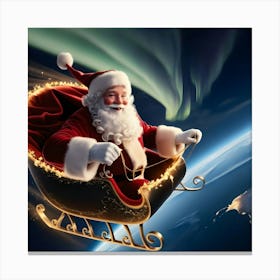 A Breathtaking Cinematic Keyframe Depicting Santa Clause Flying Over Planet Earth 3 Canvas Print