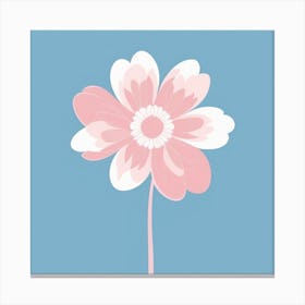 A White And Pink Flower In Minimalist Style Square Composition 125 Canvas Print