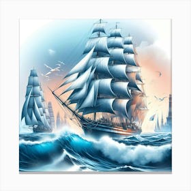 Sailing Ships In The Ocean Canvas Print