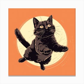 Black Cat Jumping 1 Canvas Print