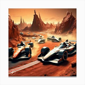 Race Cars On The Desert Canvas Print