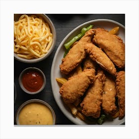 Fried Chicken And Fries Canvas Print