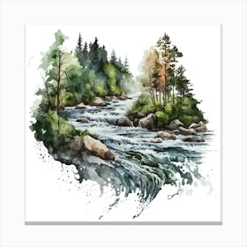 Watercolor Of A River 4 Canvas Print