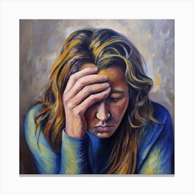 Woman Holding Her Head Canvas Print