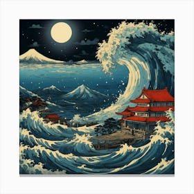 Default Katsushika Hokusais Japanese Depiction Of A Very Turbu 1 ٢ 1 Canvas Print
