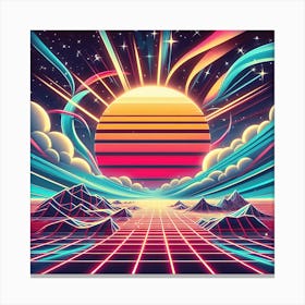 80's retro sunset Canvas Print