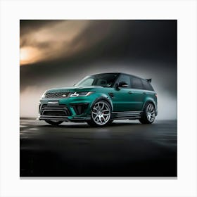 A Dramatic High Contrast Cinematic Photograph Of A Green Range Rover 1 Canvas Print