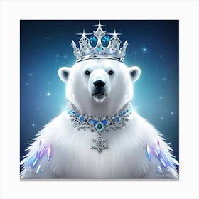 Polar Bear With A Crown Canvas Print