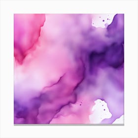 Beautiful pink lavender abstract background. Drawn, hand-painted aquarelle. Wet watercolor pattern. Artistic background with copy space for design. Vivid web banner. Liquid, flow, fluid effect. 1 Canvas Print