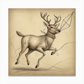 Deer Flying Kite Canvas Print