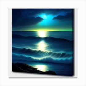 Moonlight Over The Ocean 6 Canvas Print