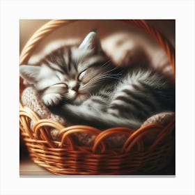 Kitten In A Basket Canvas Print