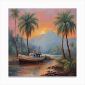 Sunset Boat Canvas Print