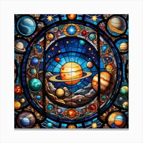 Solar System Stained Glass Stampe su tela